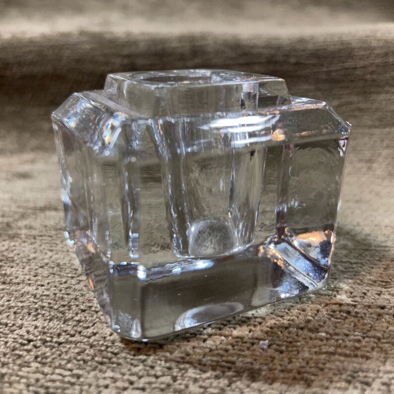 Crystal Clear Glass Square Candle Holder Takes 7/8 Taper Etsy