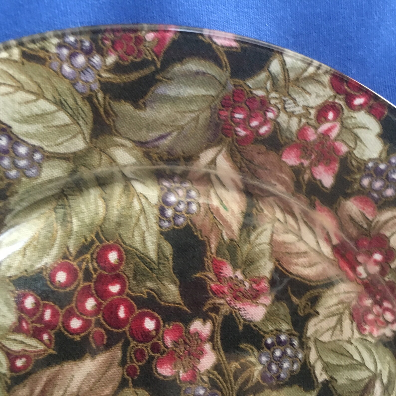 Fabric Backed Clear Glass Plate Decoupage Glass Plate Black Etsy