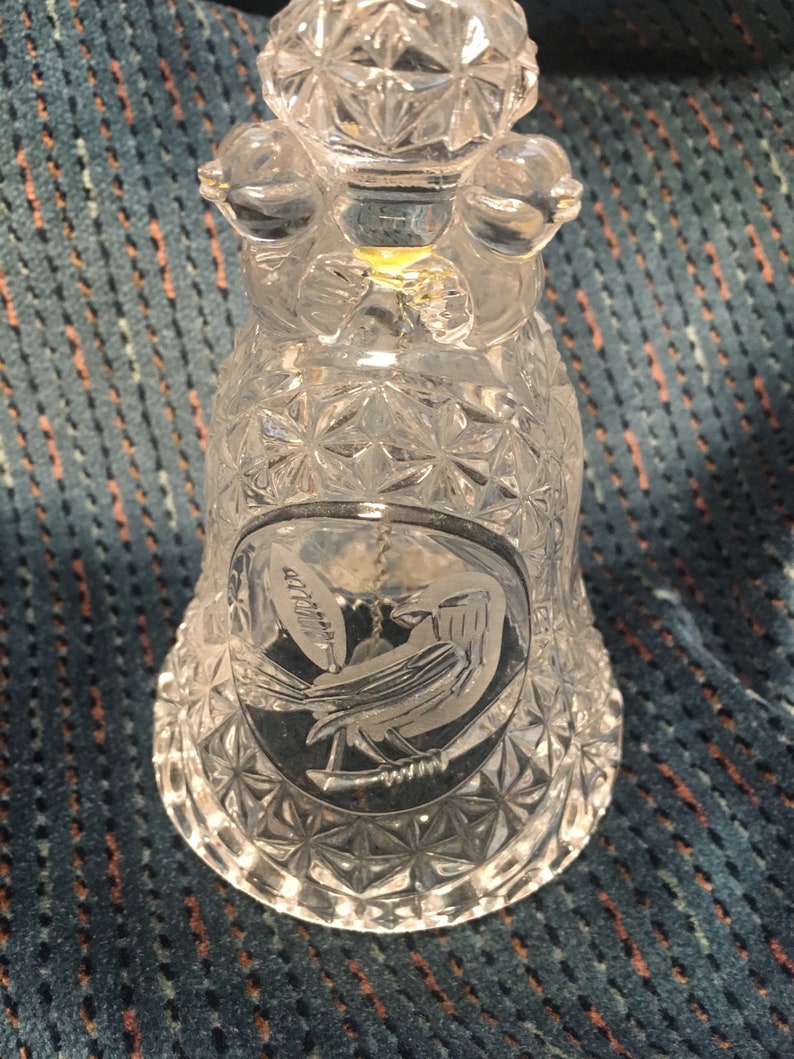 Hofbauer Lead Crystal Pressed Glass Bell With Etched Birds Etsy
