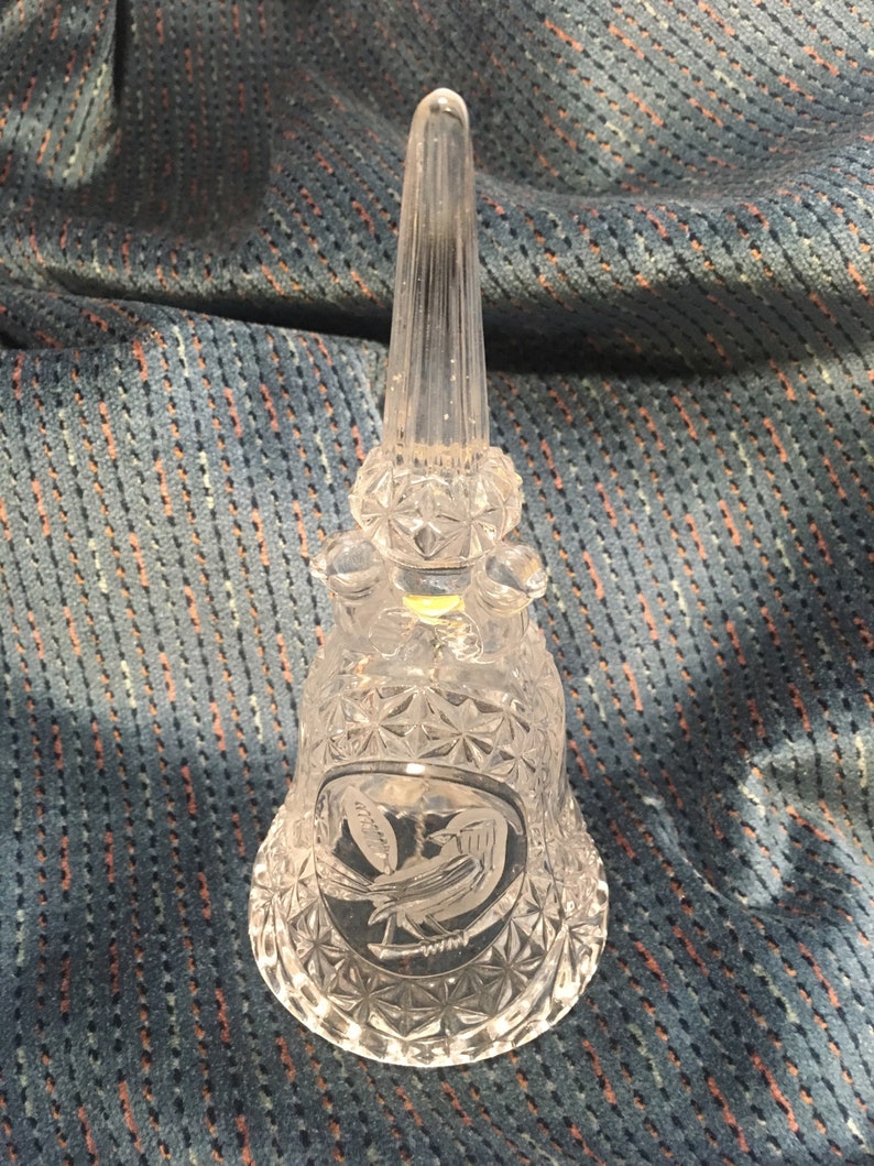 Hofbauer Lead Crystal Pressed Glass Bell with Etched Birds Etsy