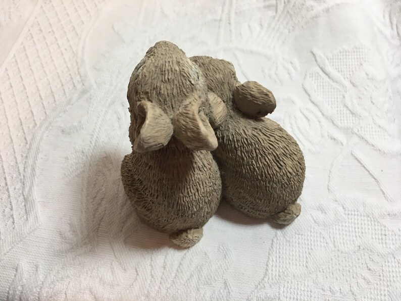 Stone Critters Bunny Rabbit Pair Figurines by United Design Etsy