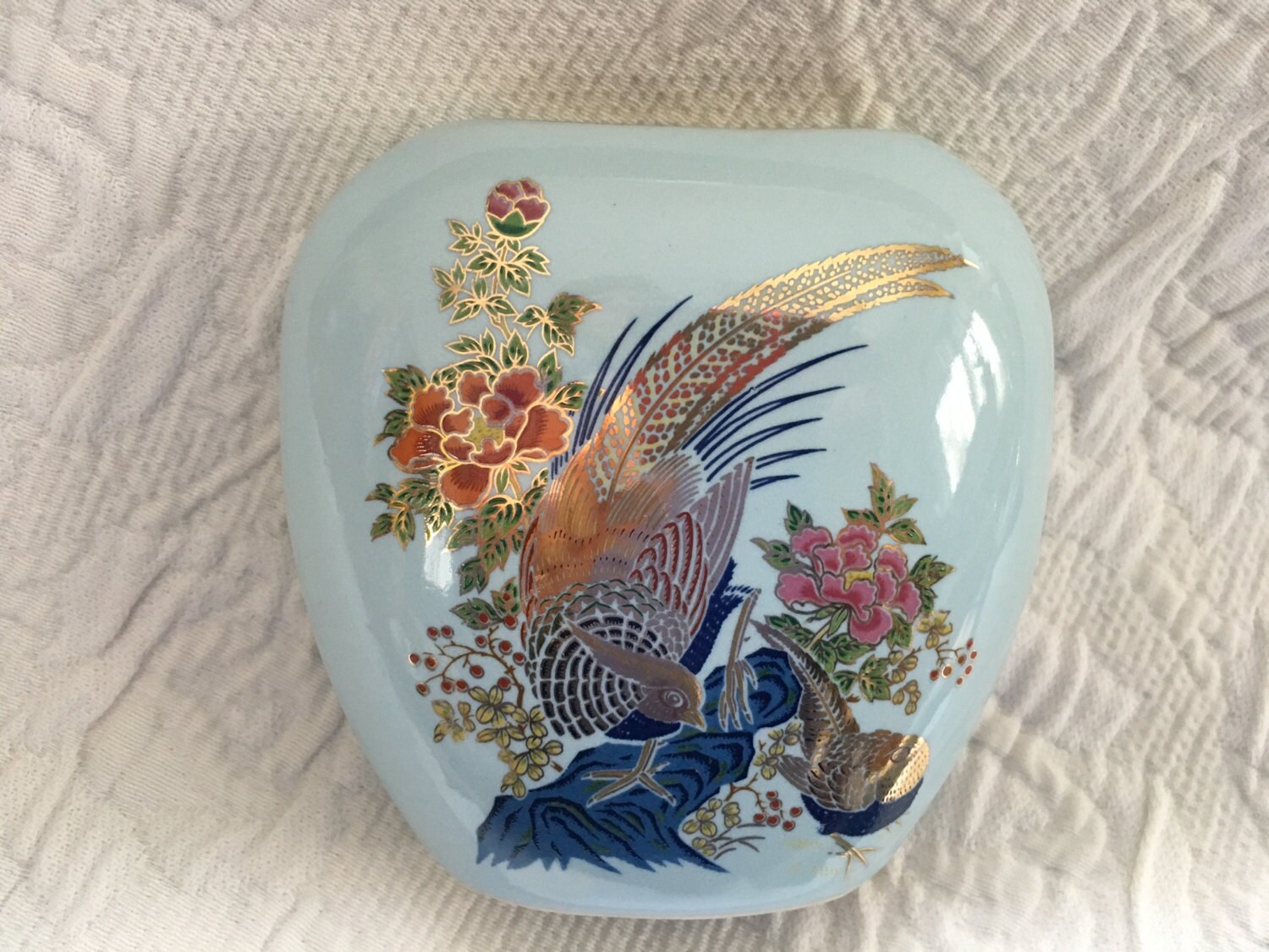 Oval Porcelain Vase Japanese Porcelain Vase Floral Etsy