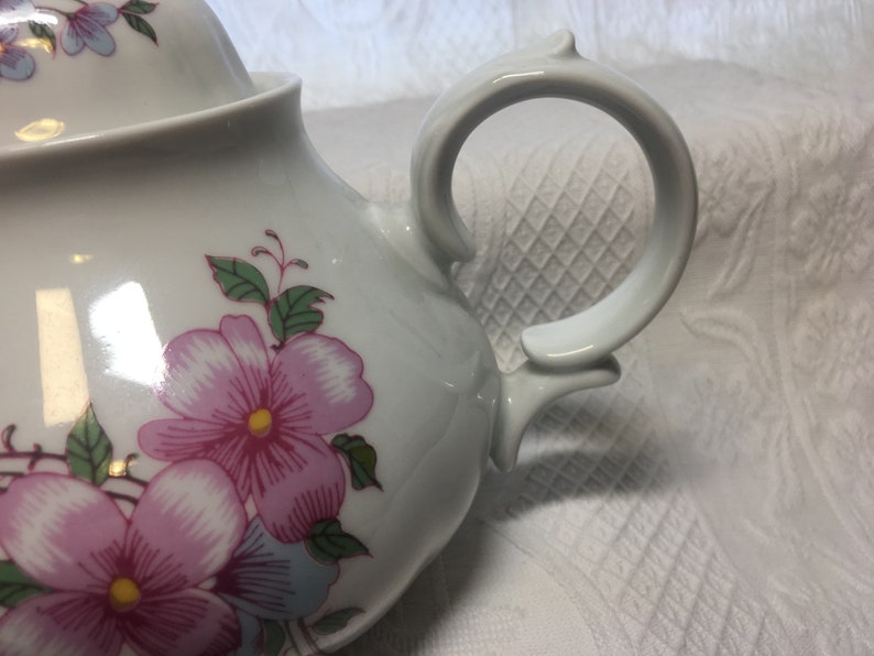 Wunsiedel Porcelain Floral Teapot Pink Lavender Blue Flowers Etsy