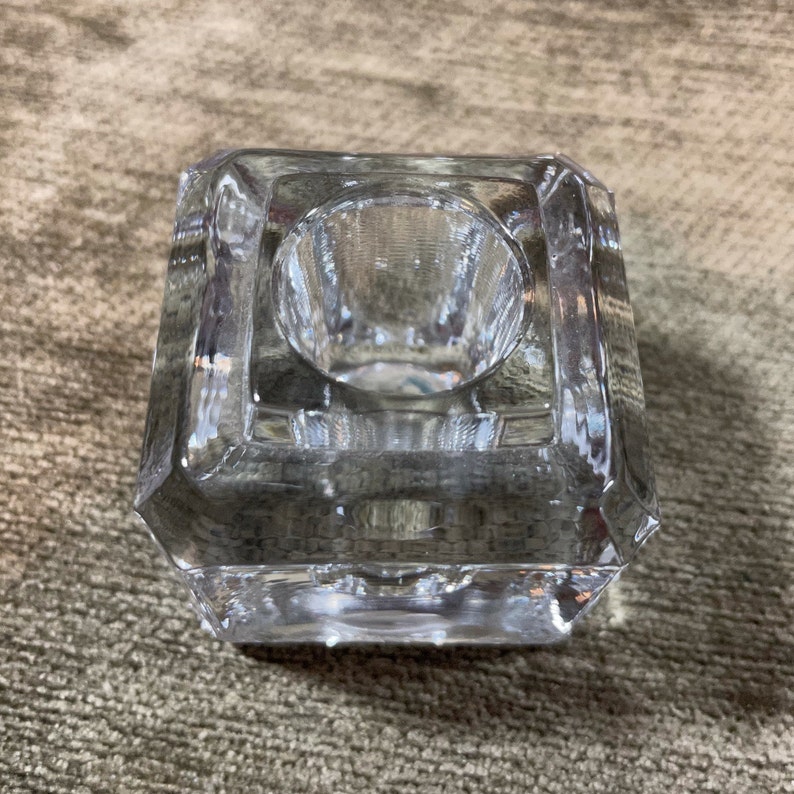 Crystal Clear Glass Square Candle Holder Takes 7/8 Taper Etsy