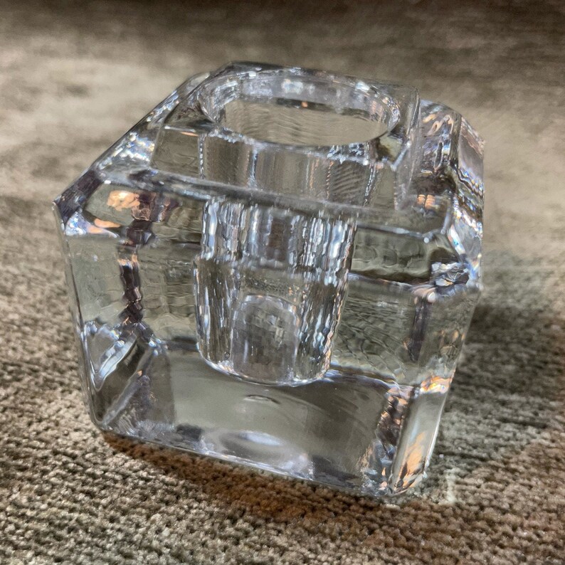 Crystal Clear Glass Square Candle Holder Takes 7/8 Taper Etsy