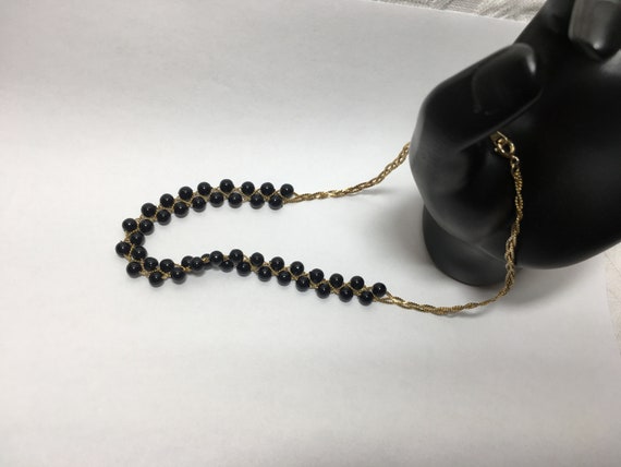Gold Tone Chain with Woven Black Beads Choker Nec… - image 8