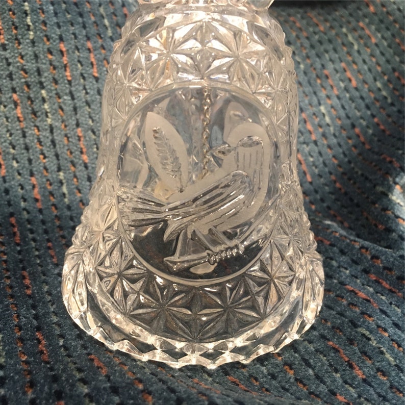 Hofbauer Lead Crystal Pressed Glass Bell with Etched Birds Etsy