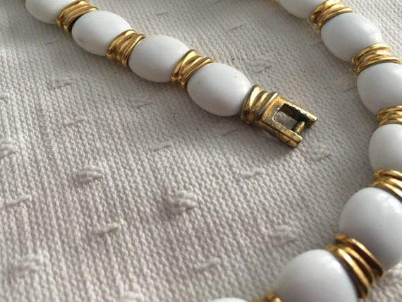 Monet Choker White Lucite Beads with Gold Tone Se… - image 7