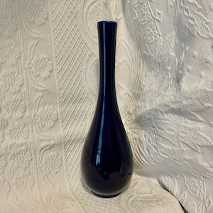 Cobalt Blue Porcelain Bud Vase: Gumps Japan, 10&quot; Tall