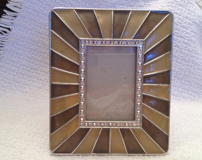 Enameled Art Deco Style Photo Frame Silver With Rhinestones Etsy