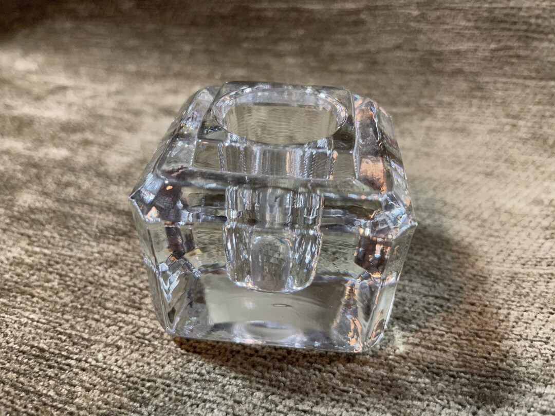 Crystal Clear Glass Square Candle Holder Takes 7/8 Taper Etsy