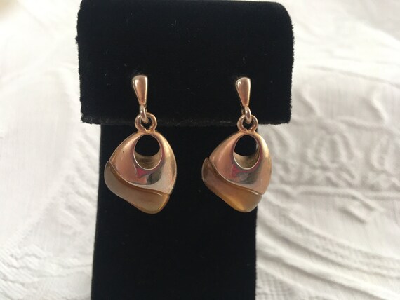 Tortoise Shell Dangle Earrings: Gold Tone Modern … - image 10