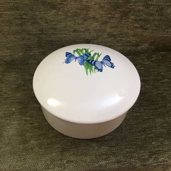 FTD Porcelain Butterfly Box Blue Butterfly Box Ceramic Etsy