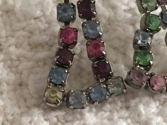 Rainbow Rhinestone Dangle Drop Earrings: Silver T… - image 5