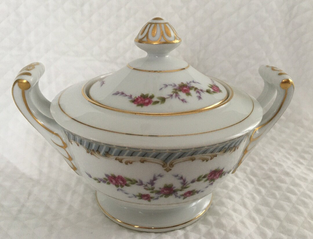 Kyoto China Hampton Pattern Sugar Bowl With Lid Pink Roses Etsy