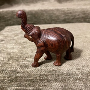 Hand Carved Wood Elephant, Probably Made of Ironwood, No Tusks, No Signage, 3&quot; Long, 3.25&quot; Tall
