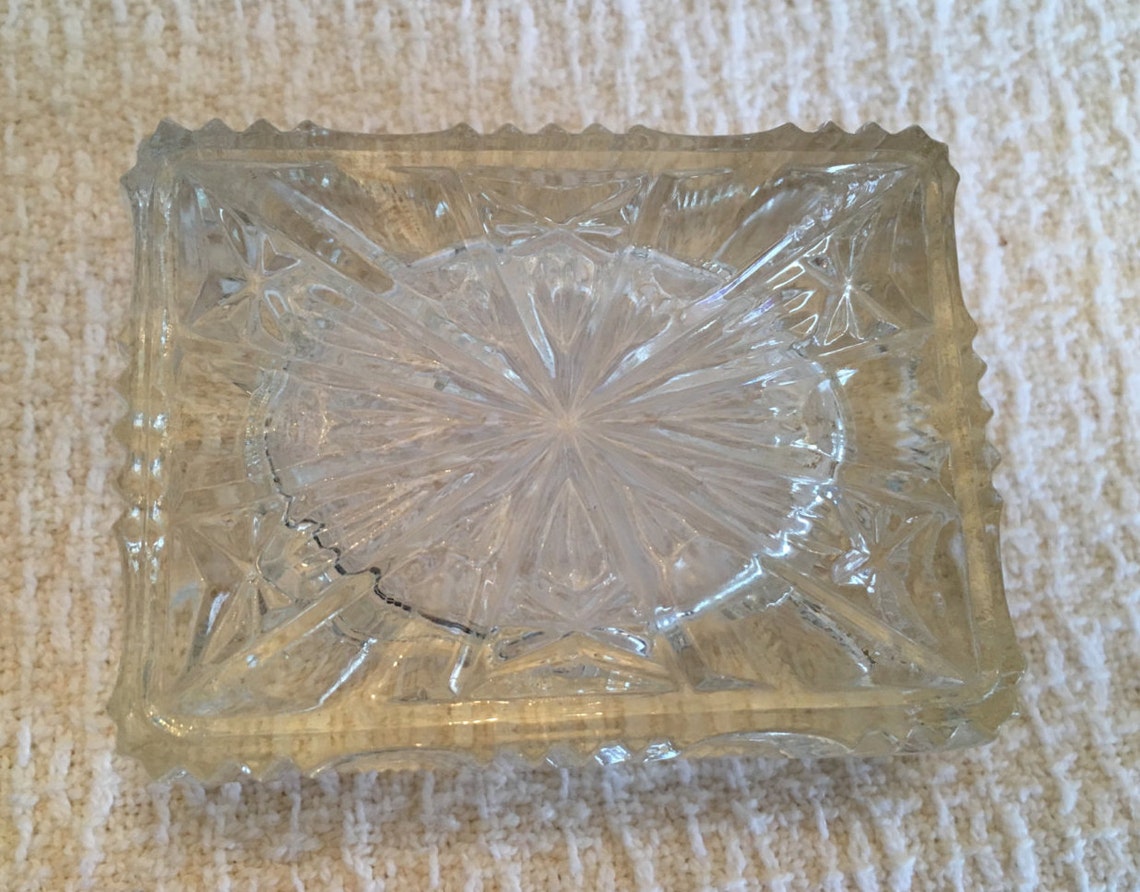 Cut Glass Ashtray Crystal Ashtray Rectangular Glass Ashtray Etsy