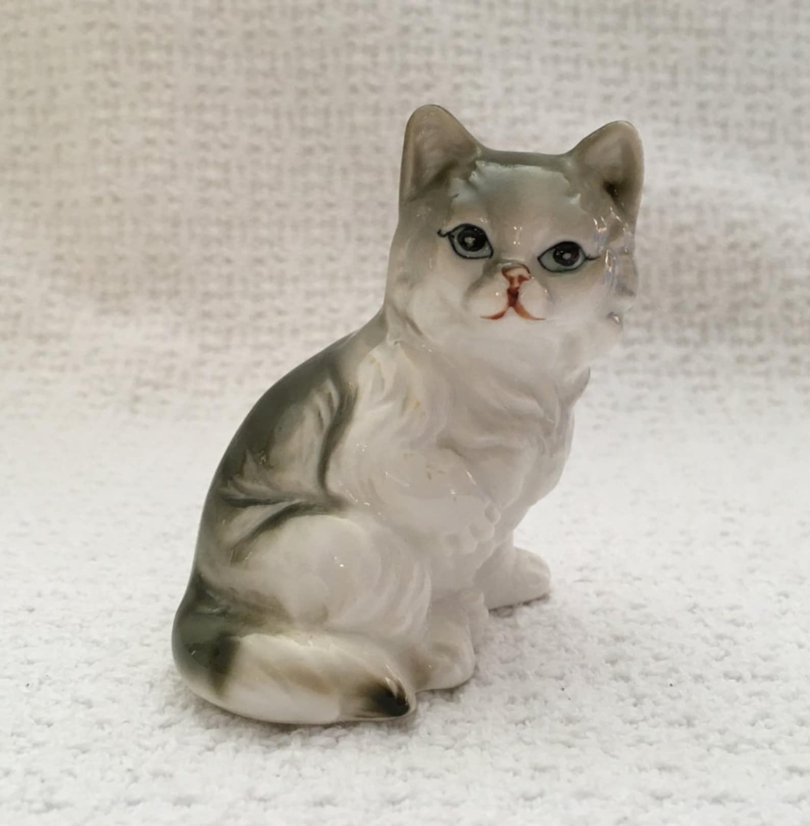 Gray Tabby Cat Porcelain Figurine Grey Cat Figurine Kitty Etsy