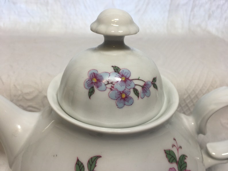 Wunsiedel Porcelain Floral Teapot Pink Lavender Blue Flowers Etsy