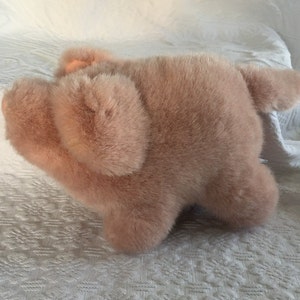 Mary Meyer Mauve Pink  Plush Pig with an Upturned Nose and Tail, 10” Long including Tail, 5” Tall, Made in Korea, Vintage Stuffed Piggy