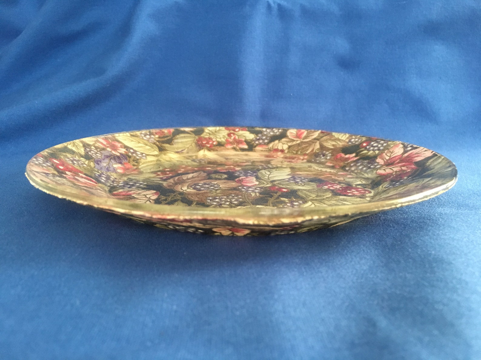 Fabric Backed Clear Glass Plate Decoupage Glass Plate Black Etsy