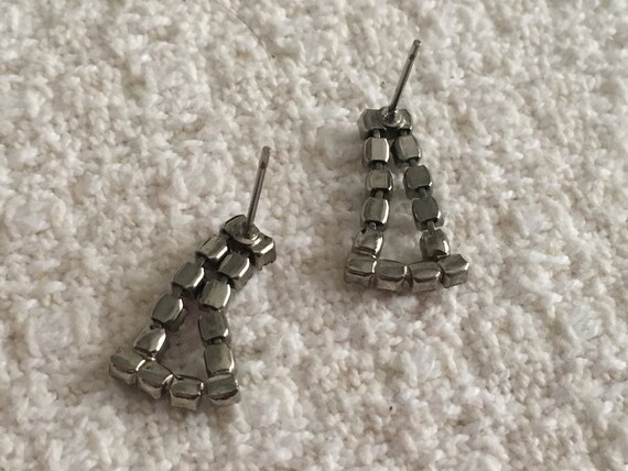 Rainbow Rhinestone Dangle Drop Earrings: Silver T… - image 3