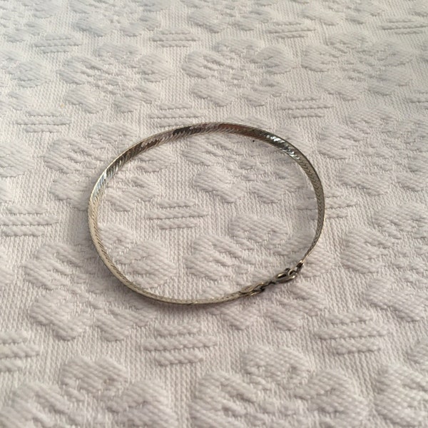 Sterling Silver Flat Serpentine Bracelet, Marked 925 Italy, Dainty Bracelet for Small Wrist, Not for Large Wrist, 6 7/8” x 1/8”