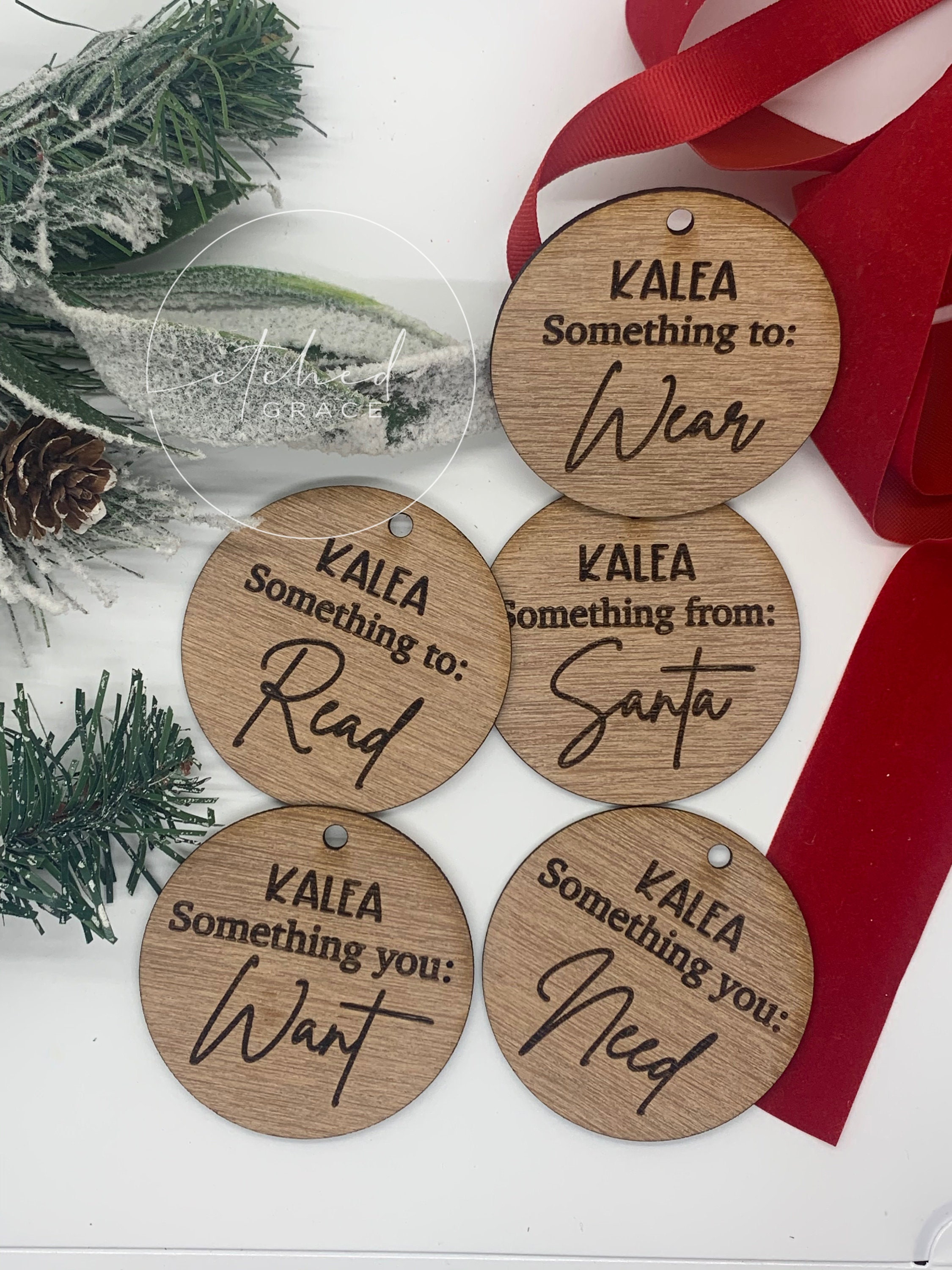 Personalized Wooden Gift Tags Want Need Wear Read Tags Holiday