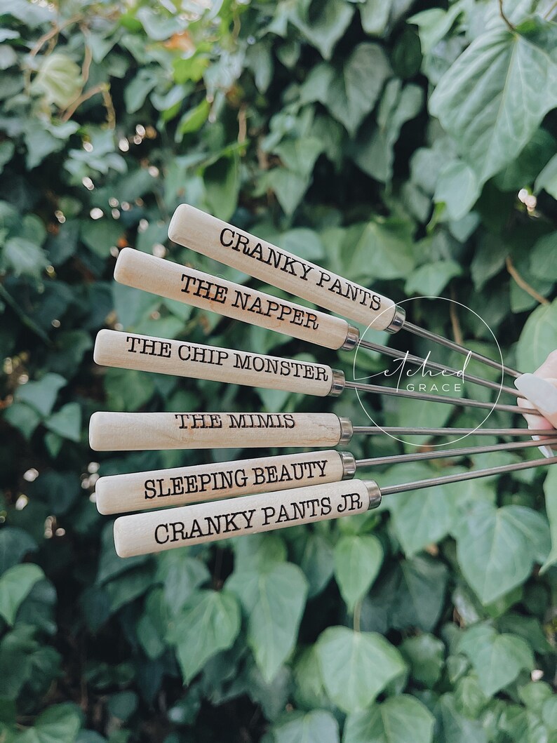 a Handmade Stainless Steel engraving Personalized name Marshmallow Roasting Sticks is the best gift for anyone who loves camping