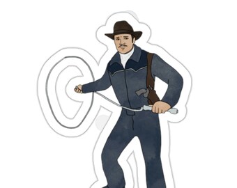 Pedro Pascal Kingsman Water Resistant Vinyl Sticker in White (5 sizes) with Lasso
