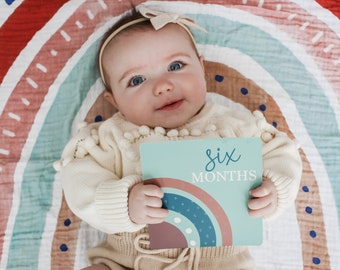 Monatliche Meilenstein-Karten, Regenbogen-Baby-Andenken-Speicherkarten, Baby-Geschenk, Baby-Dusche-Geschenk, neues Baby-Geschenk, Baby-Foto-Requisite, erstes Jahr