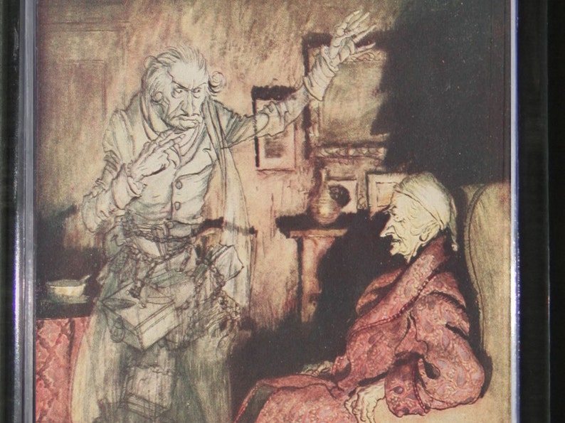 Fridge magnet Christmas Carol Scrooge 2 Dickens Arthur Rackham art retro handcrafted acrylic