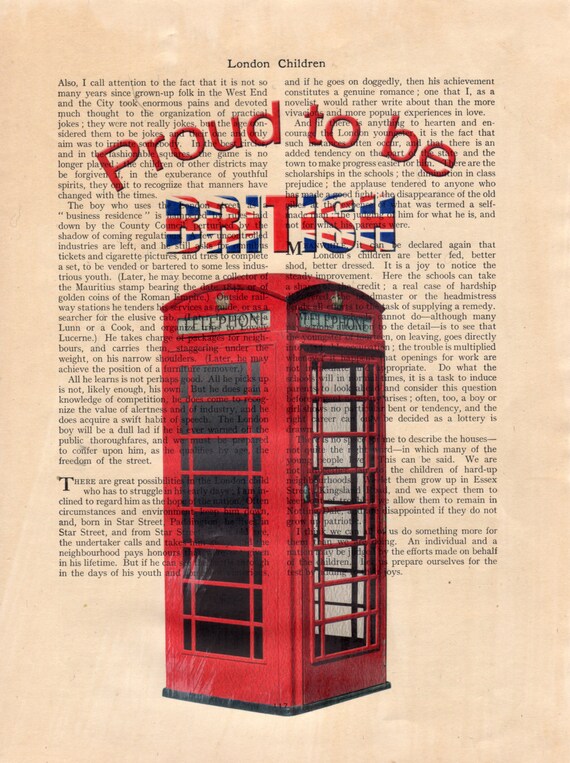 Mounted Antique Book page Art Print London Big Ben Dictionary Vintage Wall Art
