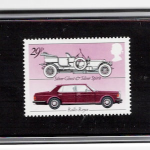 Imán para refrigerador exclusivo de Rolls Royce Cars Sello postal británico 1982 29p Silver Gost / Silver Spirit acrílico retro hecho a mano