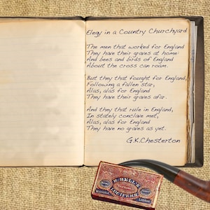 G K Chesterton WW1  Poem Print: &quot;Elegy in a Country Churchyard&quot; Canvas Paper Art