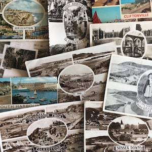 10 starych pocztówek Multiview z Wielkiej Brytanii, mix sepii, czerni i bieli, kolorów, do kolekcjonowania, pamiątki, dzienniki, projekty rzemieślnicze, wysłane/niewysłane.