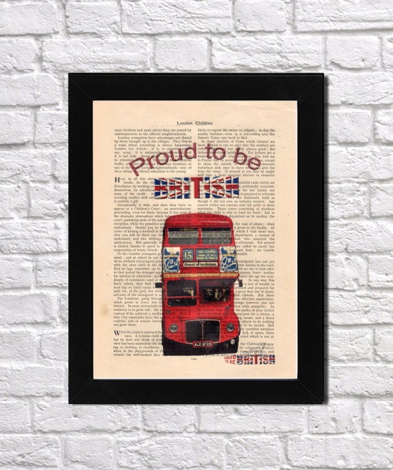 Mounted Antique Book page Art Print London Big Ben Dictionary Vintage Wall Art