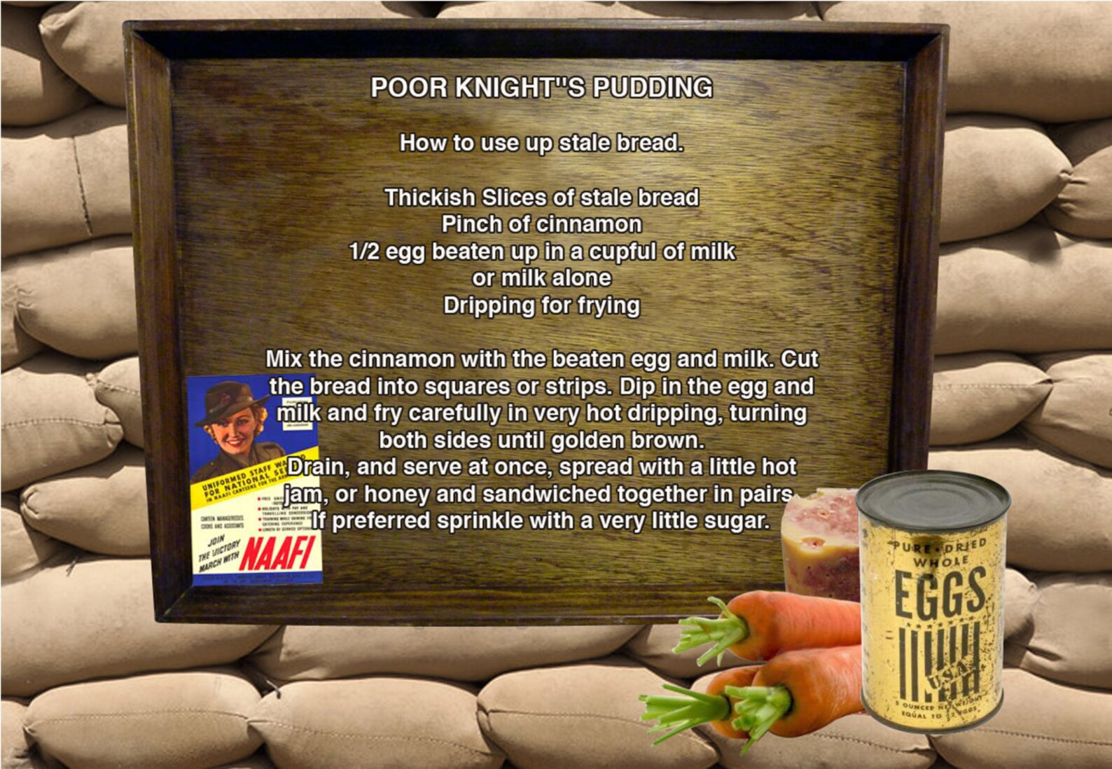 Poor Knight's Pudding Recipe WW2 Second World War Recipe Rationing A5