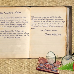 John McCrae "In Flanders Fields" Eerste Wereldoorlog gedicht A5/A4 canvas papier kunstafdruk
