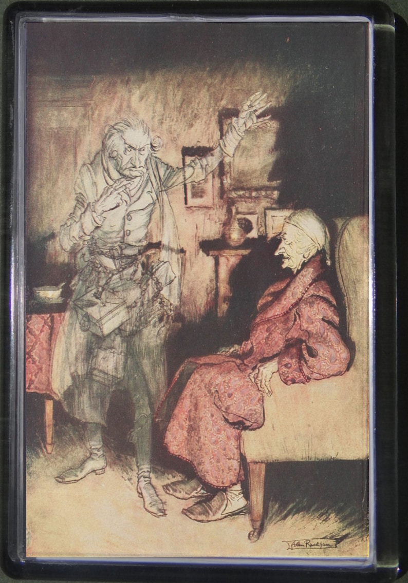 Fridge magnet Christmas Carol Scrooge 2 Dickens Arthur Rackham art retro handcrafted acrylic