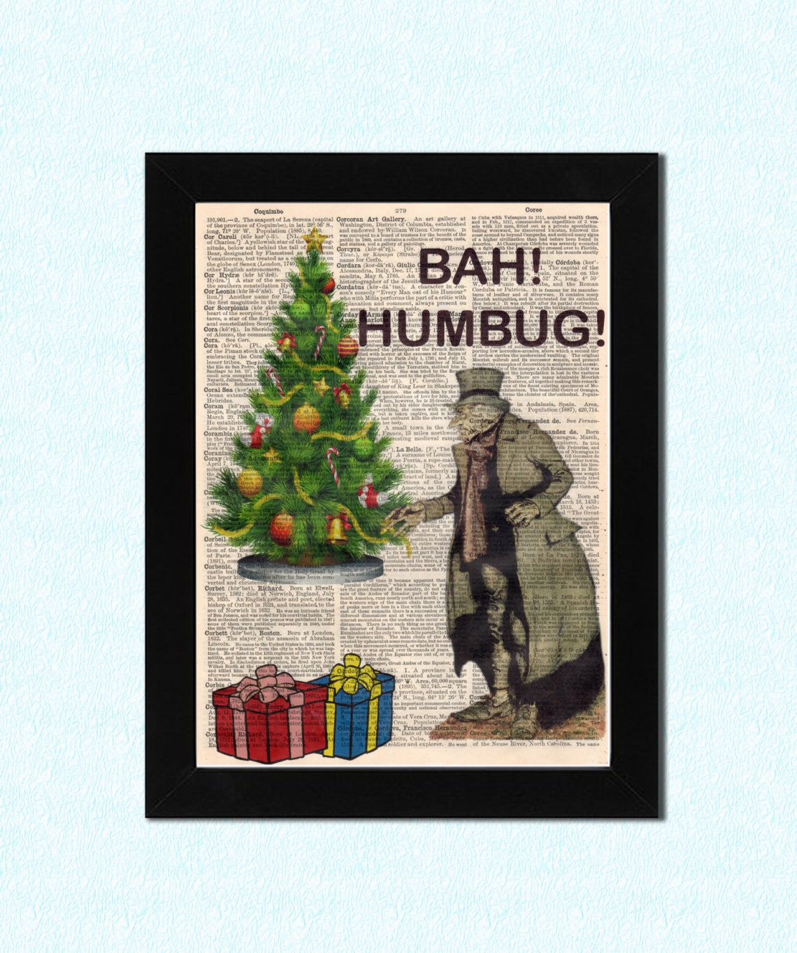 Scrooge Christmas Carol Bah Humbug Dickens Quote 1 Antique Etsy