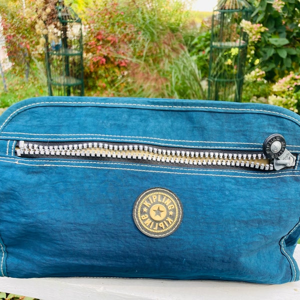 Blue KIPLING Large  travel  TOILETRY cosmetic shave kit bag
