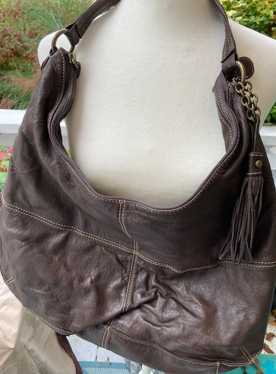 vintage LIZ CLAIBORNE dark brown Leather shoulder 