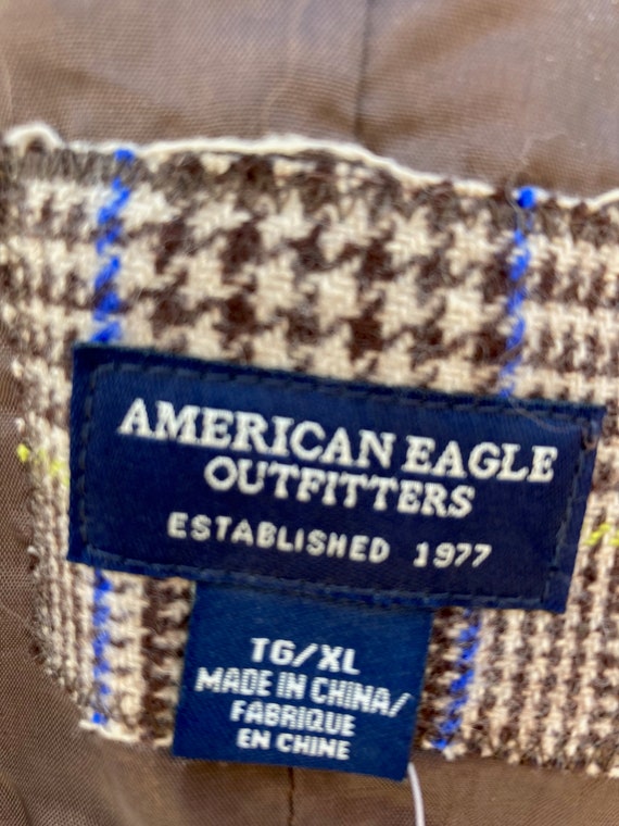 AMERICAN EAGLE  Brown TWEED Plaid Short Blazer wi… - image 9