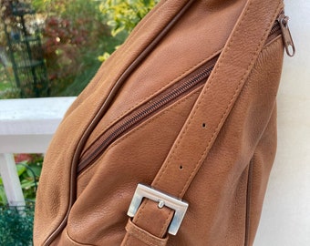 ITALIAN made brown leather crossbody pouch  shoulder handbag