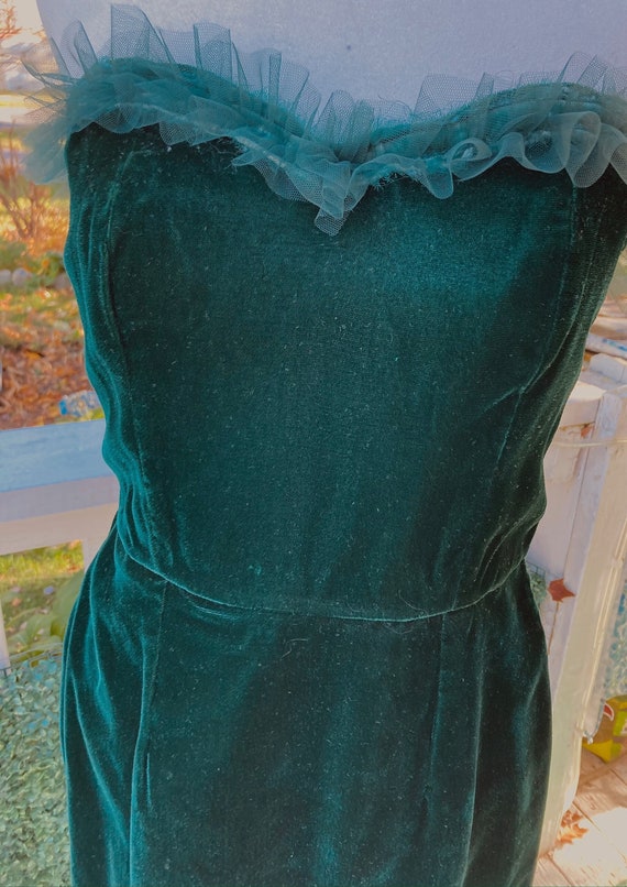 Refashioned 90's Green Velvet fitted Dress with Bl