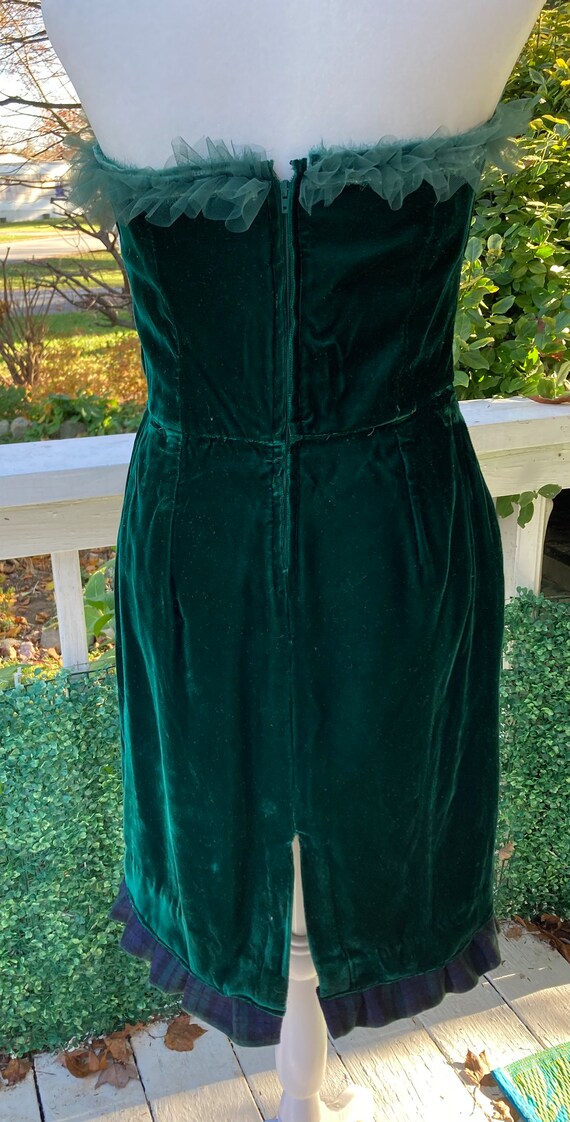 Refashioned 90's Green Velvet fitted Dress with B… - image 6