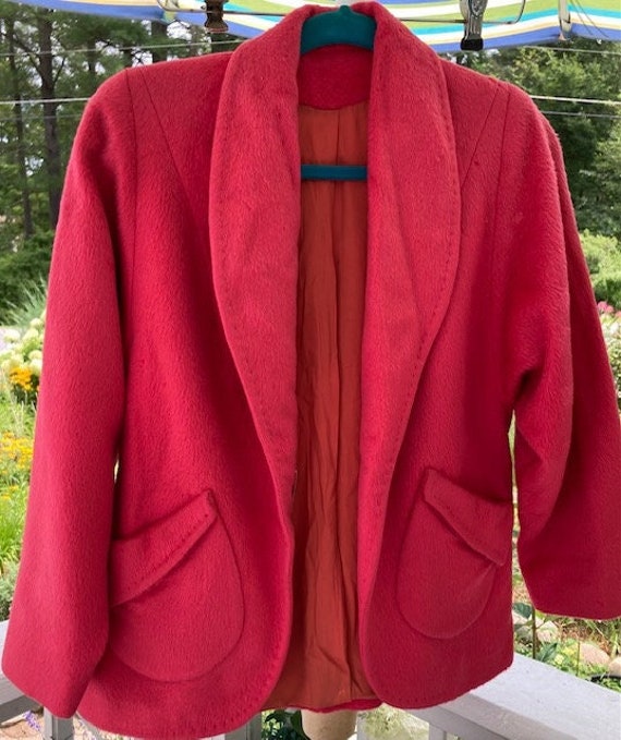 1940's Vintage Rose Pink Wool  Car Coat