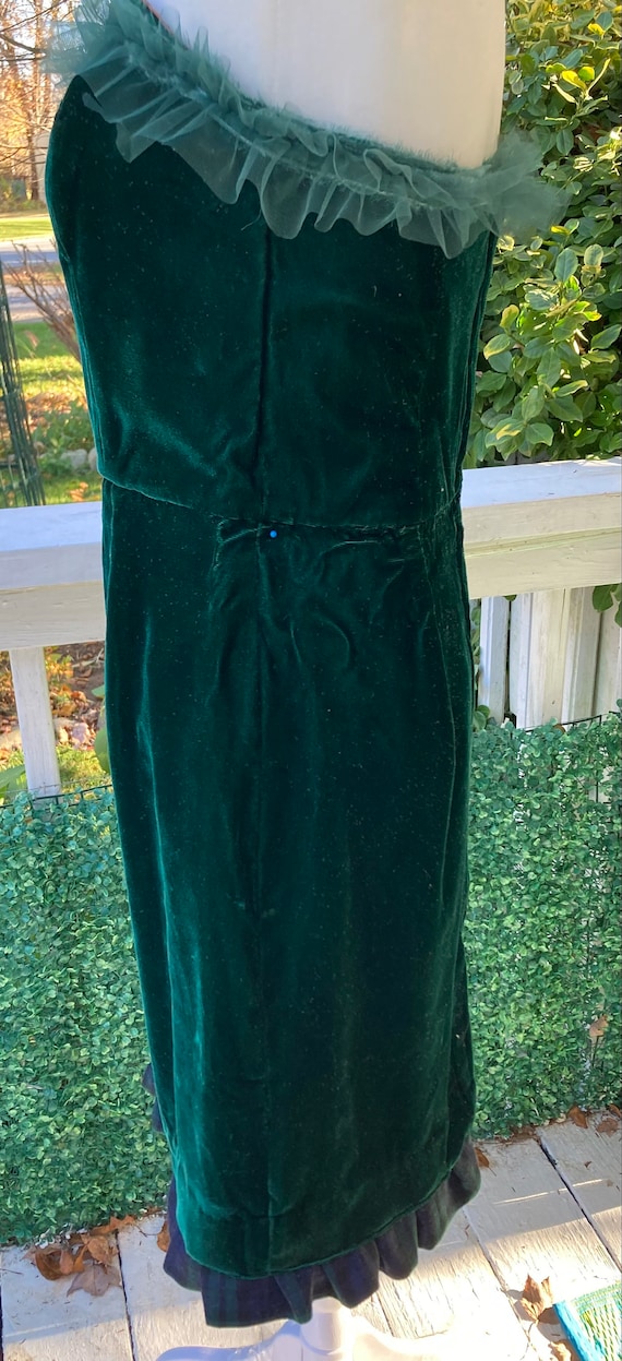 Refashioned 90's Green Velvet fitted Dress with B… - image 5