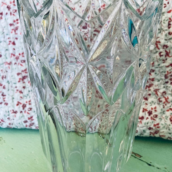 Polish Heavy CUT Glass Lead CRYSTAL  VASE 8"